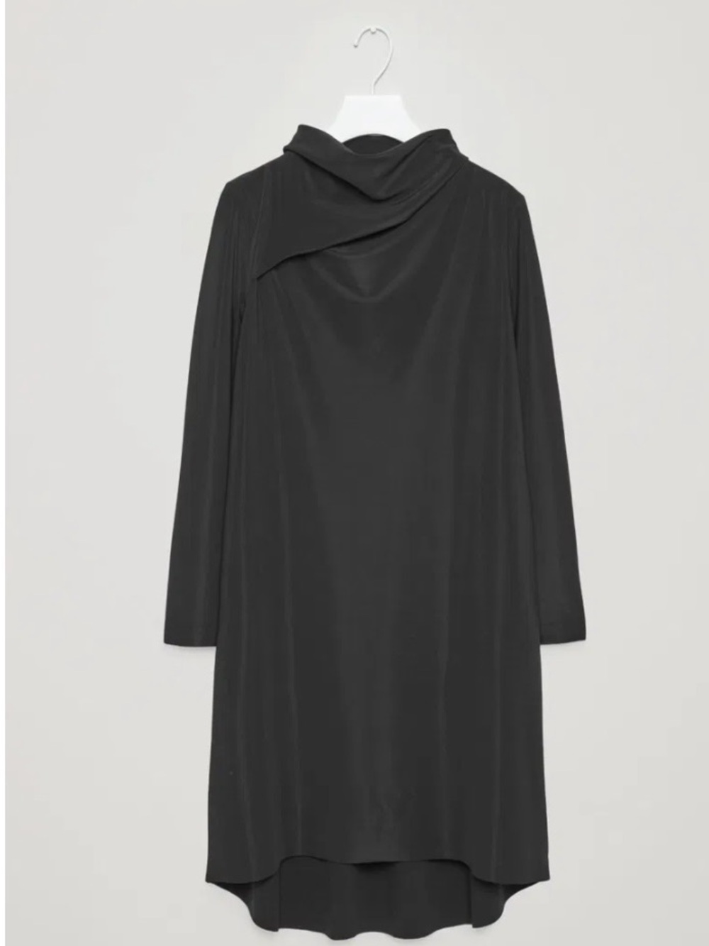 COS Draped Long Sleeve Shawl Collar Tunic - Black dress